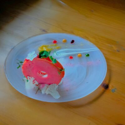 【試作】桜のサブレ、桜鰤のセビーチェ、カリフラワーのムース …